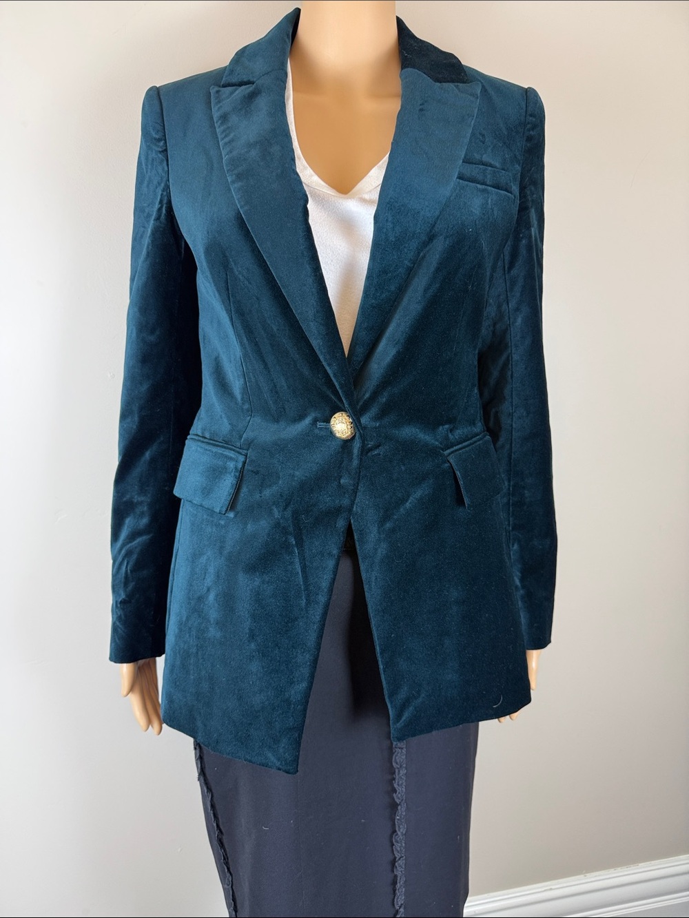 Veronica Beard Green Velvet Dickey Jacket